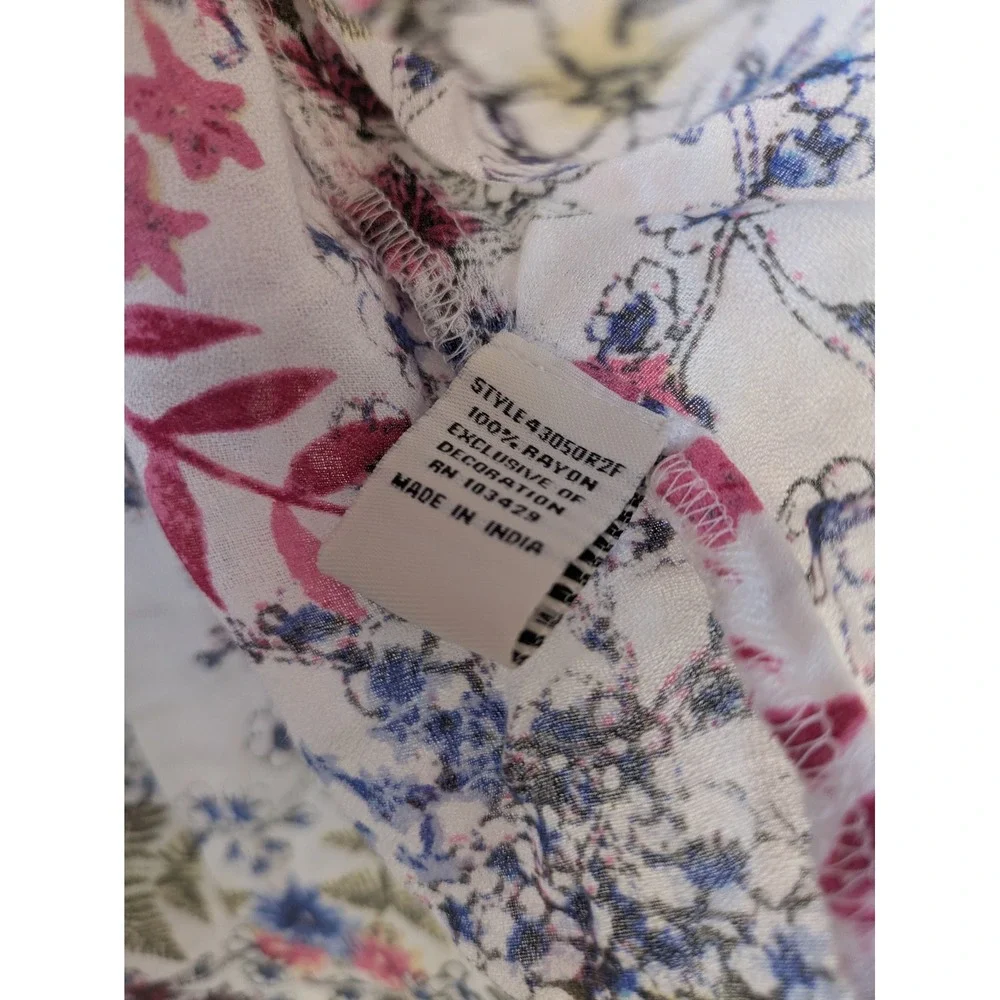 Caffé Marrakesh Blouse Women's XL White Floral Lace Trim Button Front - Picture 8 of 10